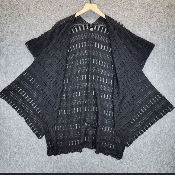 Lane Bryant Dolman Sleeve Kimono Cardigan Light Weight Black One Size - Picture 5 of 5